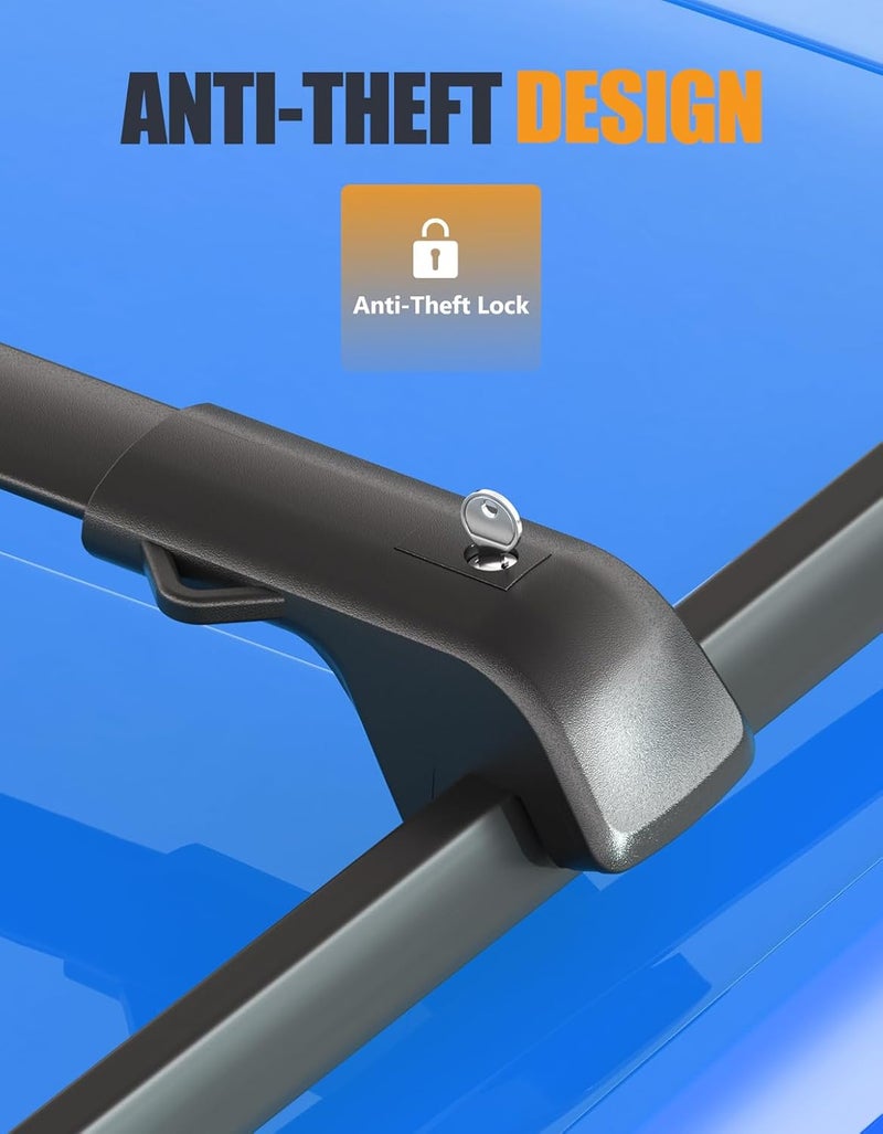 KINGGERI 300Lbs Lockable Roof Rack Cross Bars Compatible with Toyota Sienna 2011-2020 (with Raised Side Rails)，Anti-Theft Aluminum Roof Rails Crossbars Rooftop Cargo Basket Carrier canoe Luggage Rails - Image 4